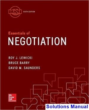 solutions manual for essentials of negotiation 6th edition by lewicki