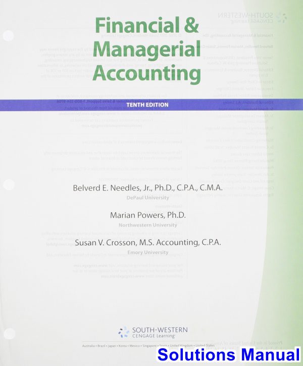 solutions manual for financial and managerial accounting 10th edition by needles
