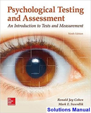 solutions manual for psychological testing and assessment 9th edition by cohen ibsn 1259870502