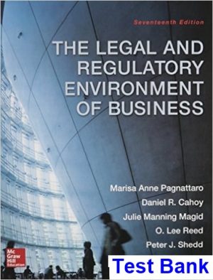 test bank for legal and regulatory environment of business 17th edition by pagnattaro
