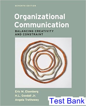 test bank for organizational communication balancing creativity and constraint 7th edition by eisenberg ibsn 9781457601927