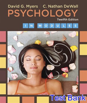 test bank for psychology in modules 12th edition by myers ibsn 9781319050610